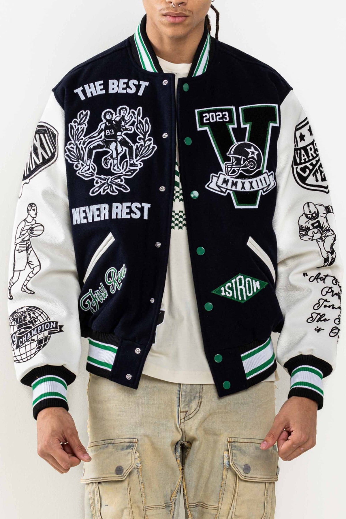 First Row The Best Never Rest Varsity Jacket – DTLR