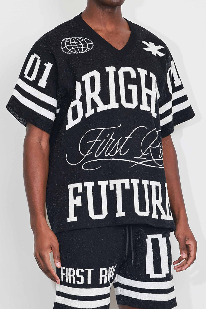 BRIGHT FUTURE VARSITY JACQUARD KNIT TEE