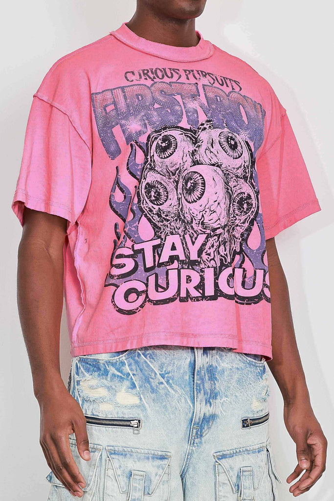 STAY CURIOUS EYEBALLS CROPPED TEE