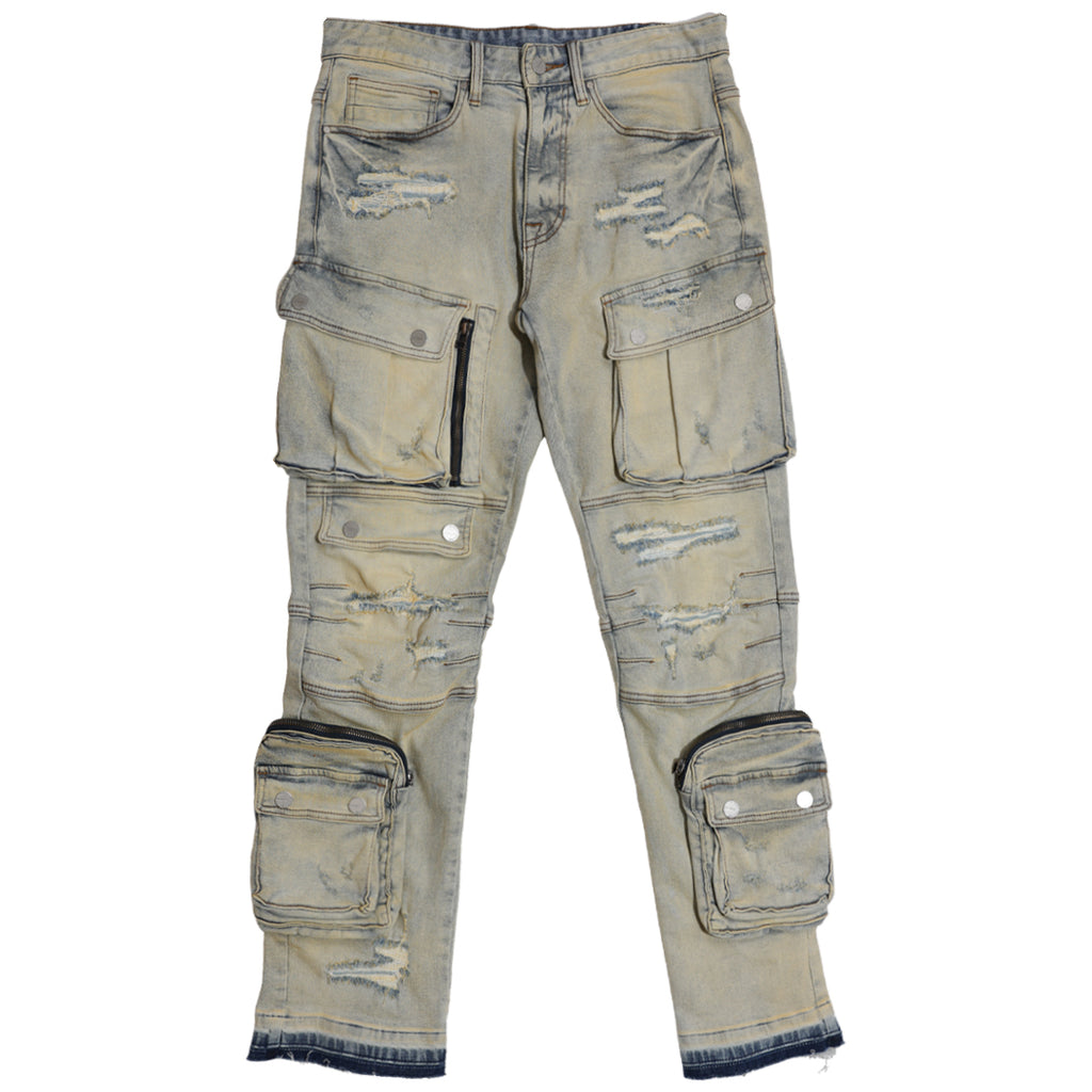 UTILITY CARGO SHARP DENIM PANTS