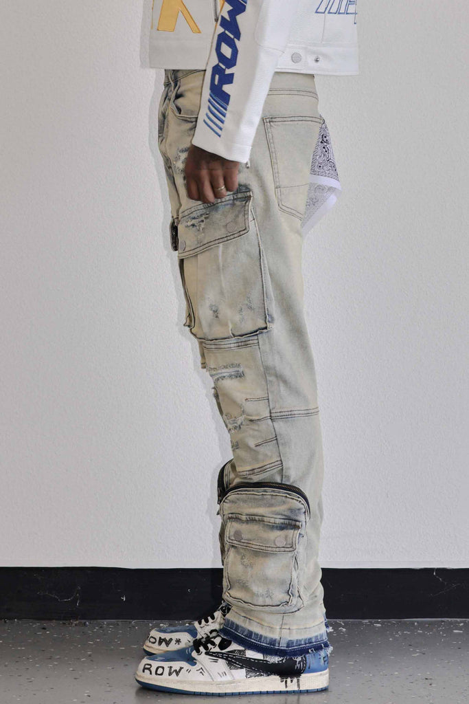 UTILITY CARGO SHARP DENIM PANTS