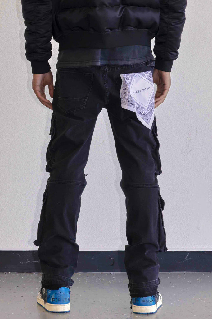 UTILITY CARGO REPAIR DENIM PANTS