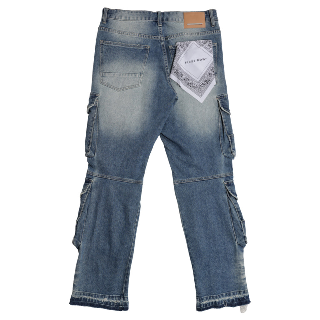 UTILITY CARGO REPAIR DENIM PANTS