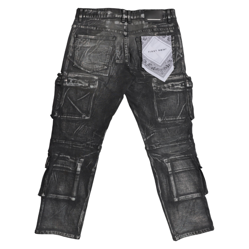 UTILITY CARGO SILVER FOIL DENIM PANTS