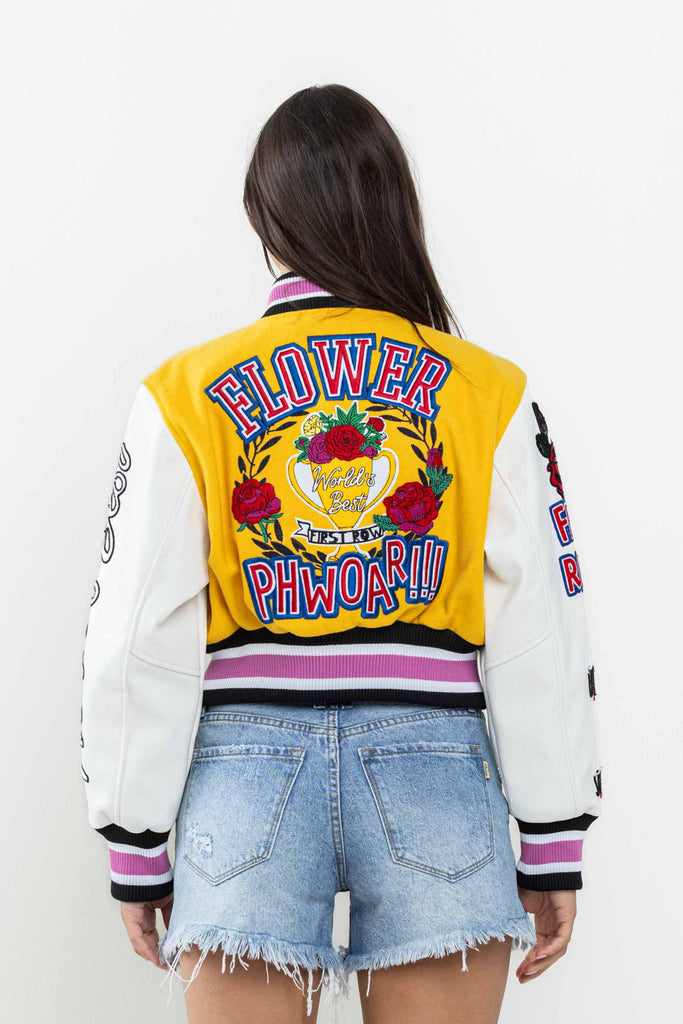 Flower Phwoarrrrrr varsity jacket – KrayolaKollection