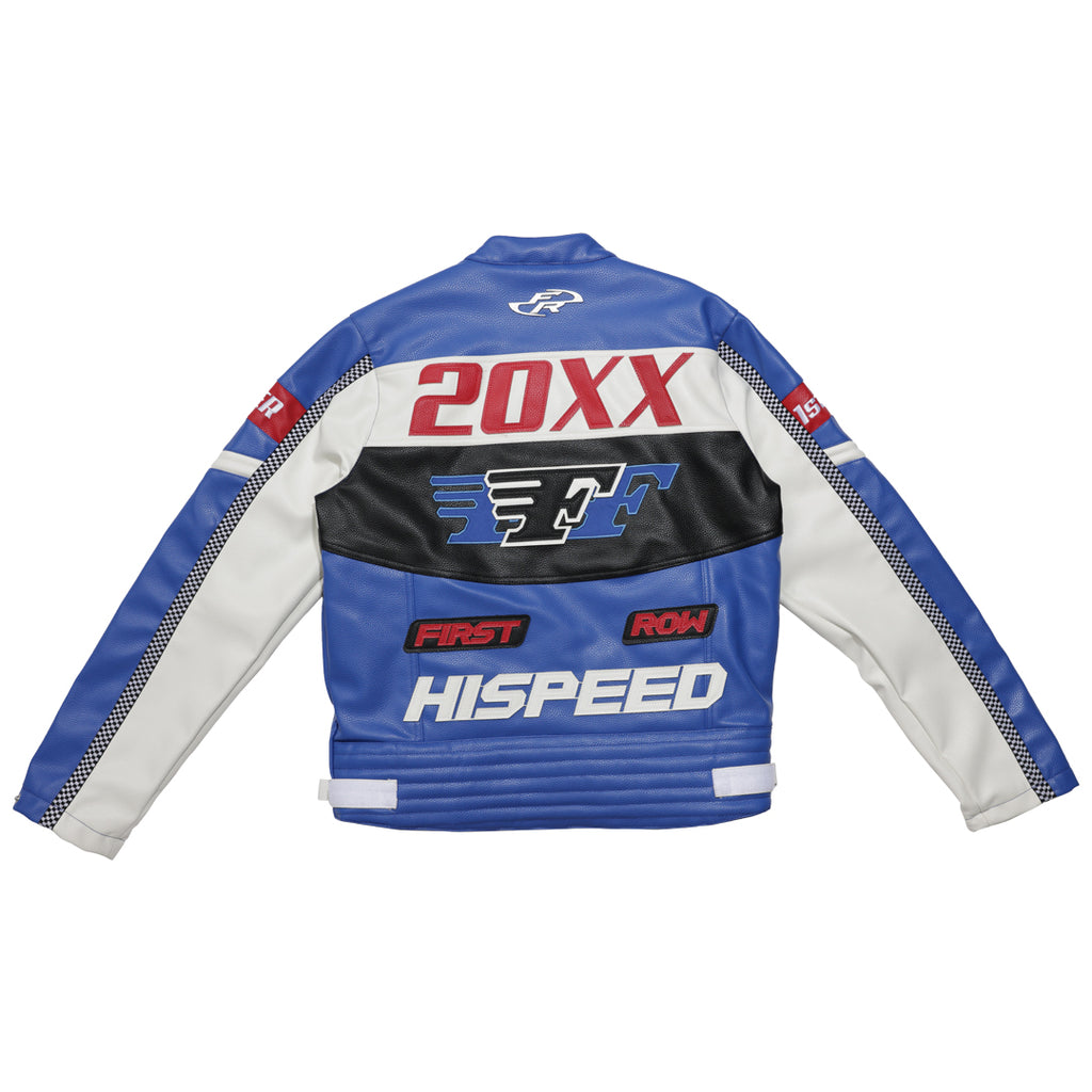 CONTRAST MOTOR RACING LEATHER JACKET