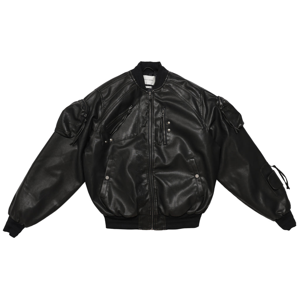 UTILITY MA-1 WASHED LEATHER JACKET