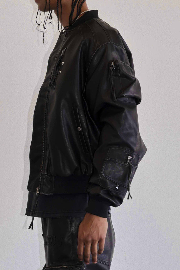 UTILITY MA-1 WASHED LEATHER JACKET