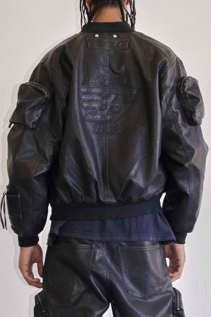 UTILITY MA-1 WASHED LEATHER JACKET