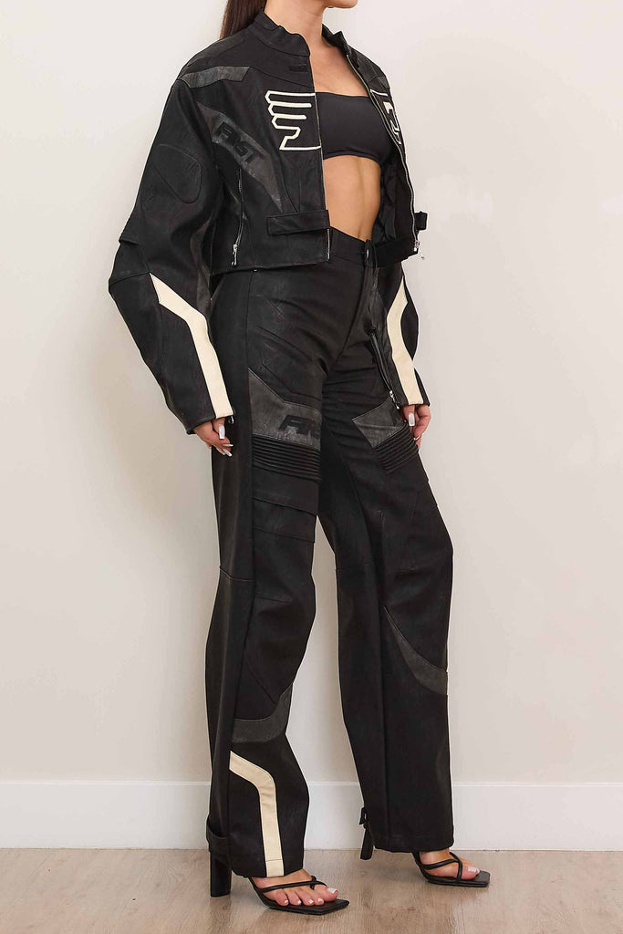 FURIOUS MOTOR RACING LEATHER WIDE PANTS