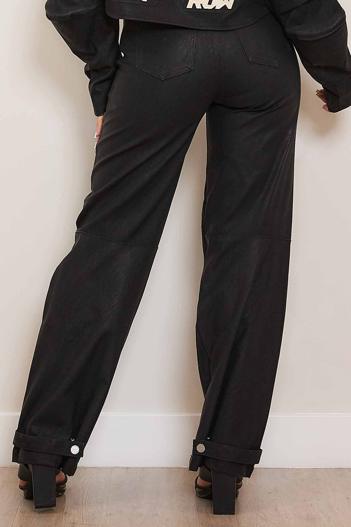 FURIOUS MOTOR RACING LEATHER WIDE PANTS