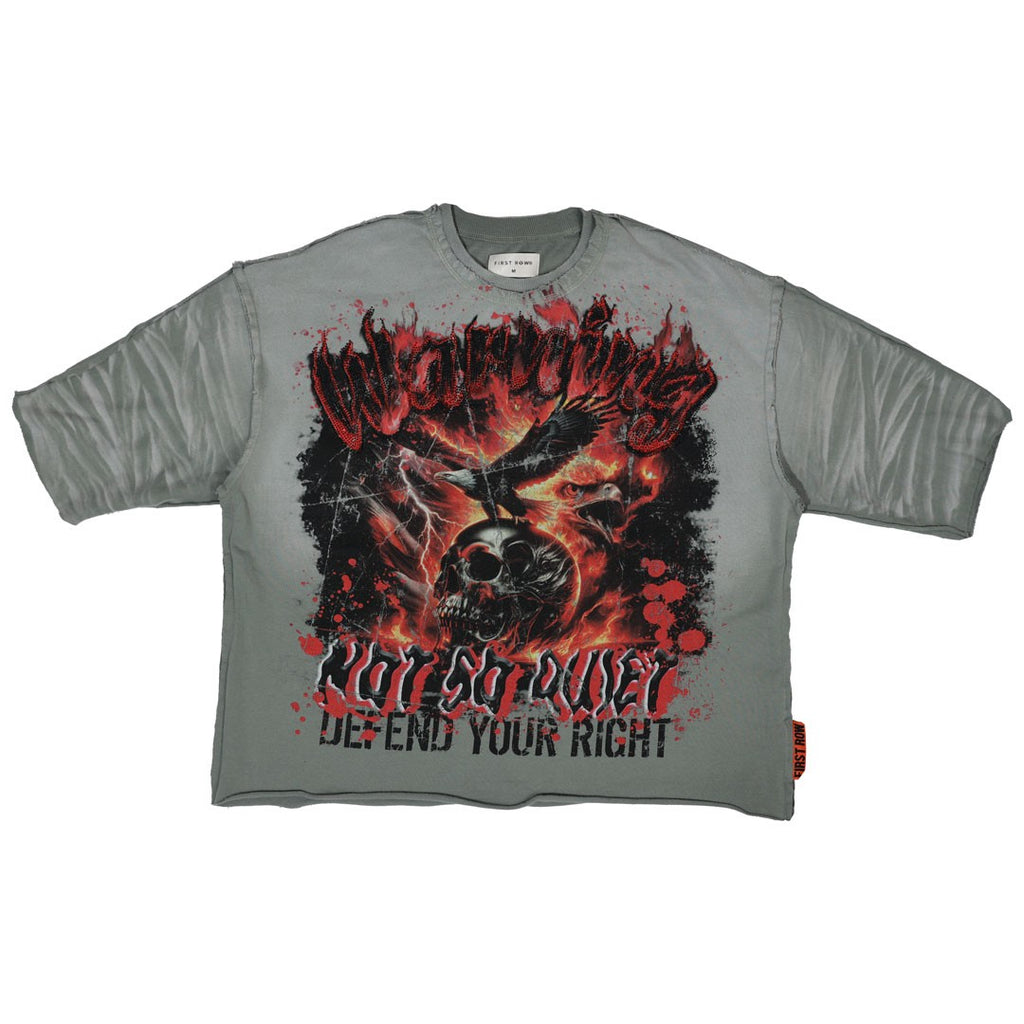 WARNING NOT SO QUIET BURNING SKY CROPPED SLV TEE