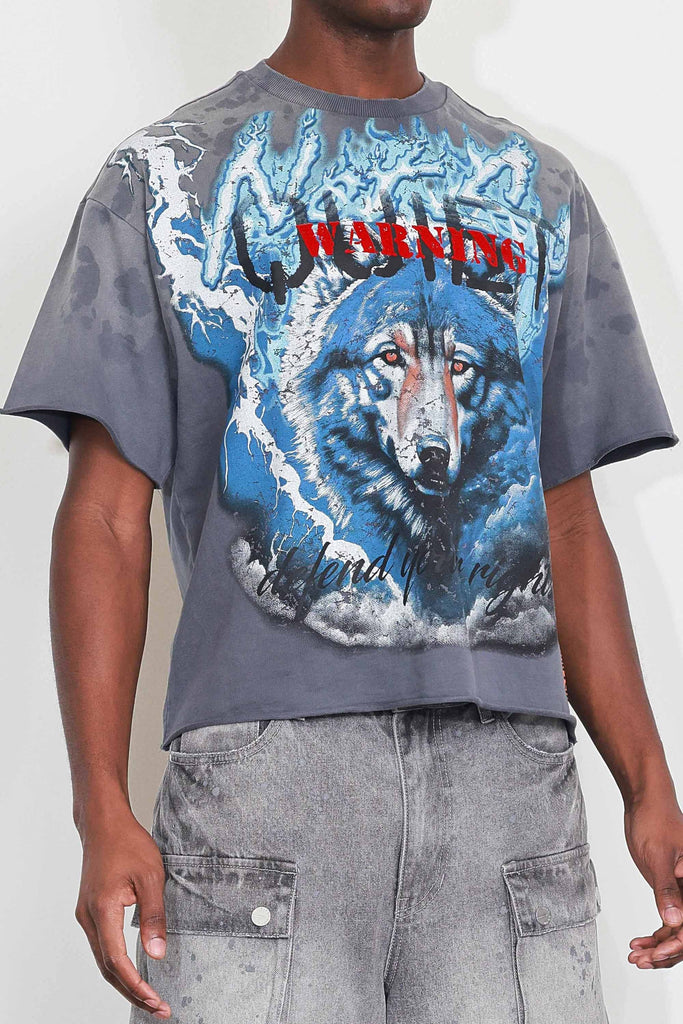 WARNING NOT SO QUIET WOLF CROPPED TEE