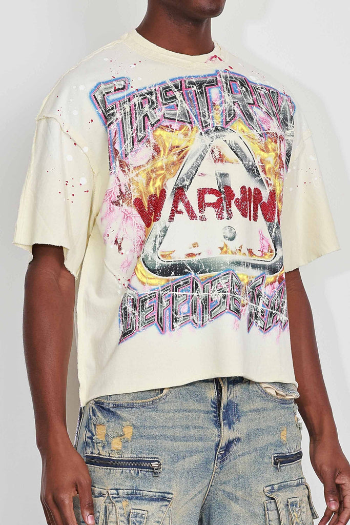 WARNING NOT SO QUIET FLAMING CROPPED TEE