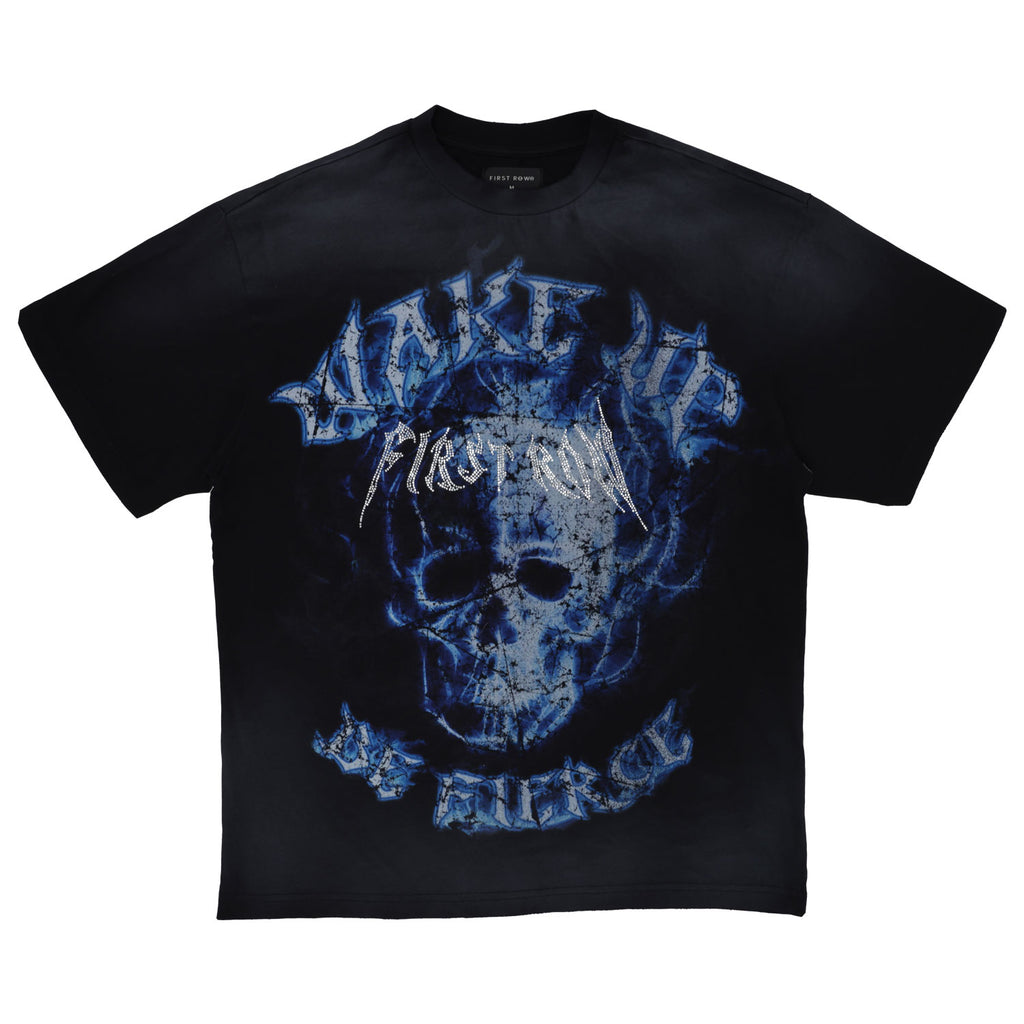 WAKE UP AND BE FIERCE FLAME SKULL WASHED TEE