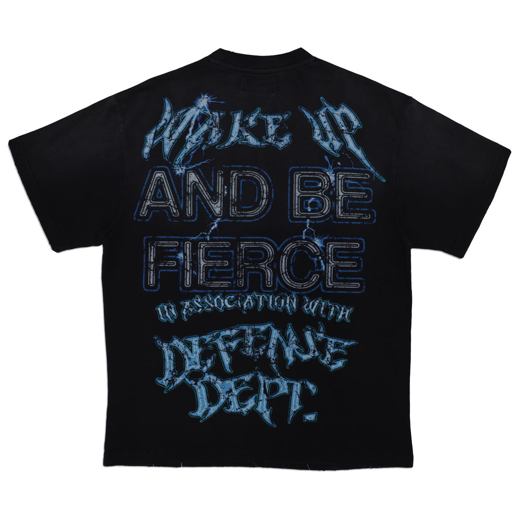 WAKE UP AND BE FIERCE LIGHTNING SKULL WASHED TEE